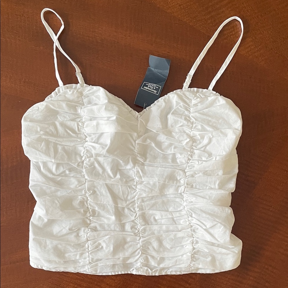 Abercrombie & Fitch Elegant White Ruched Cami Cropped Top
